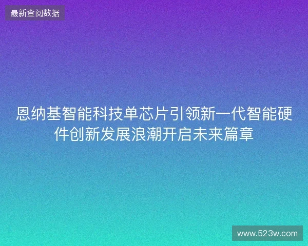 恩纳基智能科技单芯片引领新一代智能硬件创新发展浪潮开启未来篇章 恩纳基智能科技单芯片引领新一代智能硬件创新发展浪潮开启未来篇章